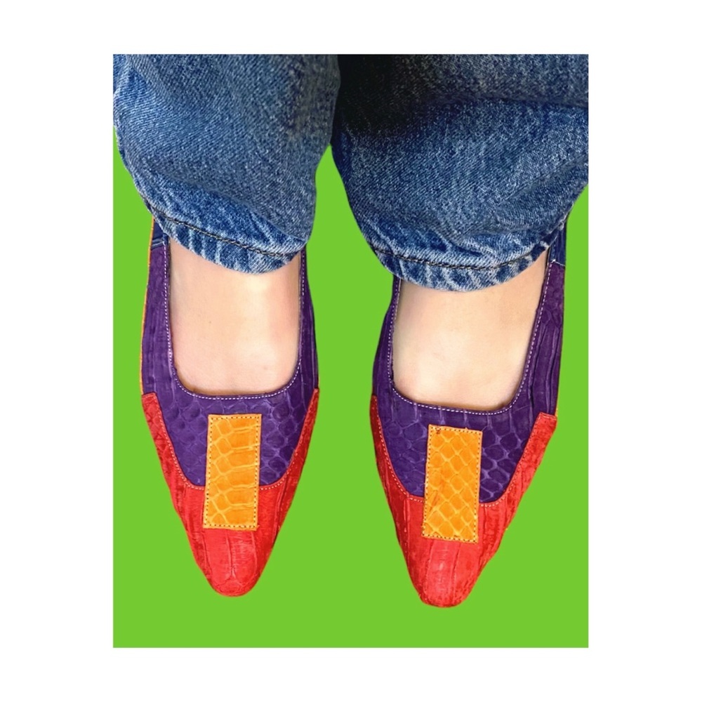 Vintage Suede Colorblock Heels